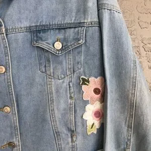 thumbnail image 2 of Forever 21 Men's Embroidered Denim Jacket - Western Style Trucker Coat 2 of 14